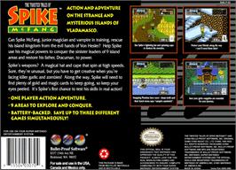 Box back cover for The Twisted Tales of Spike McFang on the Nintendo SNES.