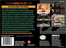 Box back cover for Top Gear 2 on the Nintendo SNES.