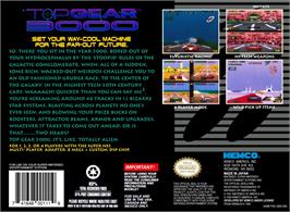 Box back cover for Top Gear 3000 on the Nintendo SNES.