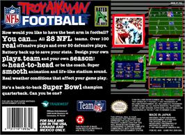 Box back cover for Troy Aikman NFL Football on the Nintendo SNES.