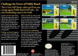 Box back cover for True Golf Classics: Pebble Beach Golf Links on the Nintendo SNES.