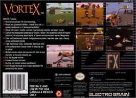 Box back cover for Vortex on the Nintendo SNES.