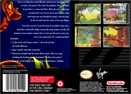 Box back cover for Walt Disney's The Jungle Book on the Nintendo SNES.