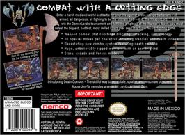 Box back cover for Weaponlord on the Nintendo SNES.