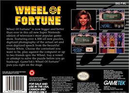 Box back cover for Wheel of Fortune on the Nintendo SNES.