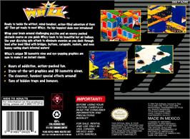 Box back cover for Whizz on the Nintendo SNES.