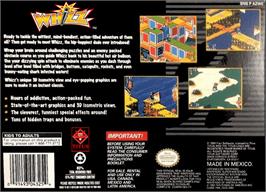 Box back cover for Whizz on the Nintendo SNES.