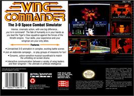Box back cover for Wing Commander on the Nintendo SNES.