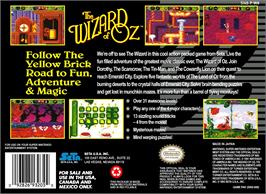 Box back cover for Wizard Of Oz, The on the Nintendo SNES.