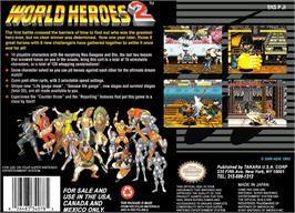 Box back cover for World Heroes 2 on the Nintendo SNES.