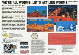 Box back cover for Worms on the Nintendo SNES.