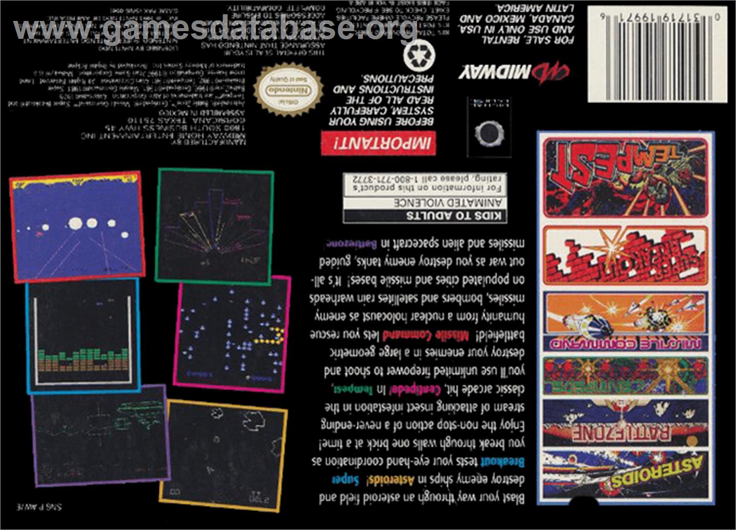 Arcade's Greatest Hits: The Atari Collection 1 - Nintendo SNES - Artwork - Box Back