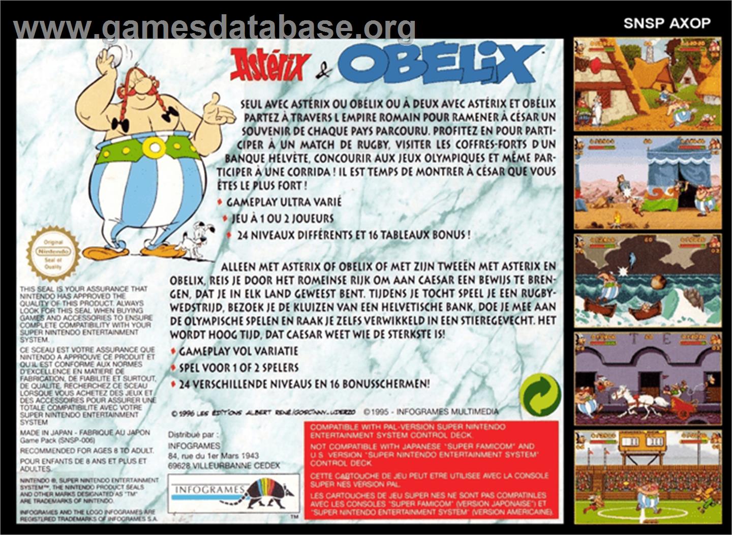 Asterix and Obelix - Nintendo SNES - Artwork - Box Back