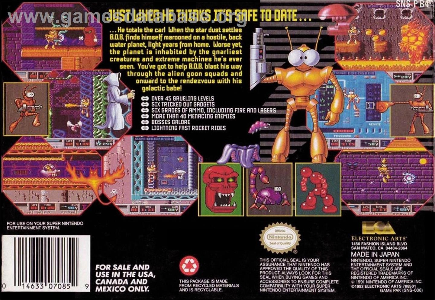 B.o.b. - Nintendo SNES - Artwork - Box Back