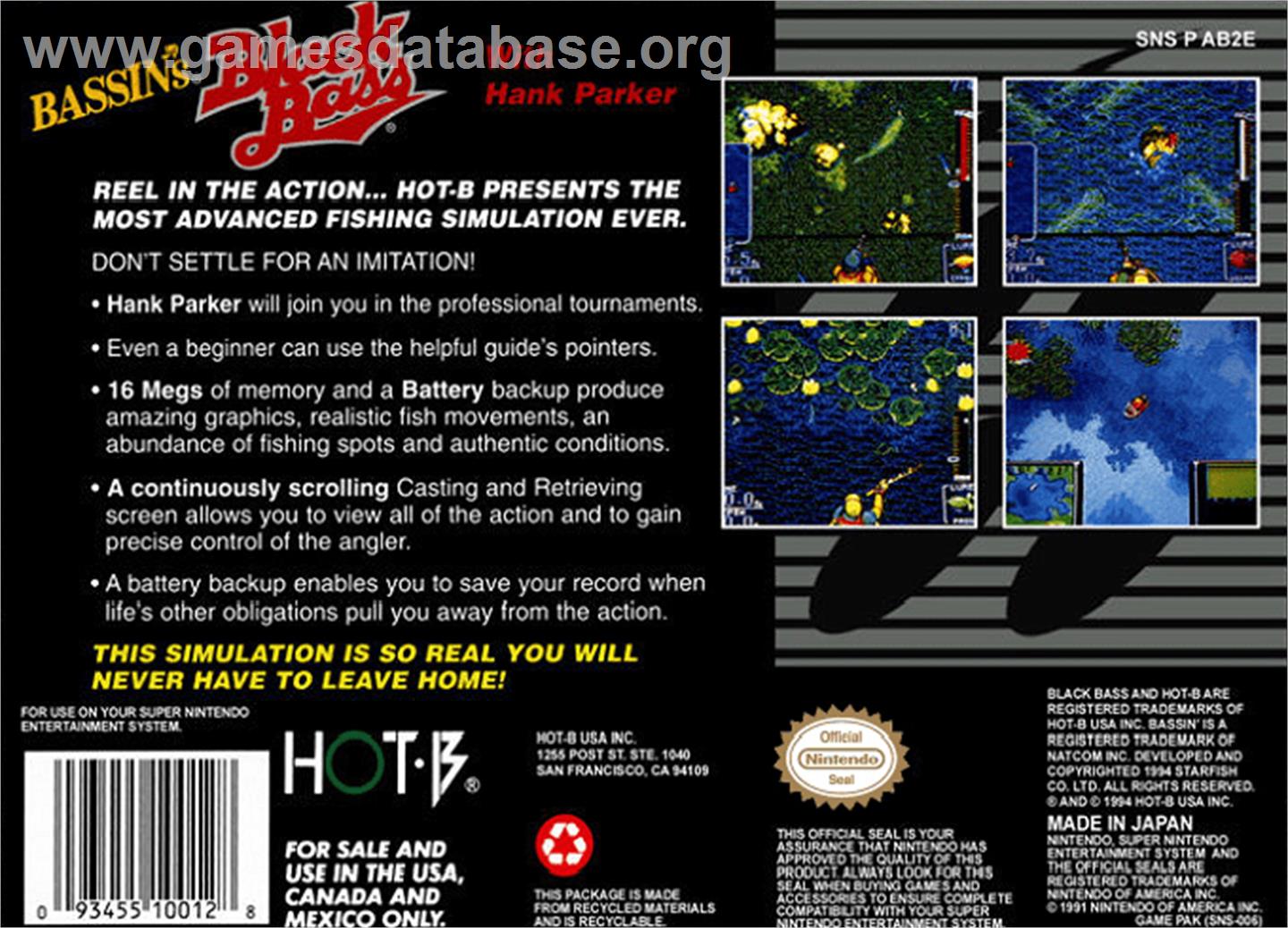 Bassin's Black Bass - Nintendo SNES - Artwork - Box Back