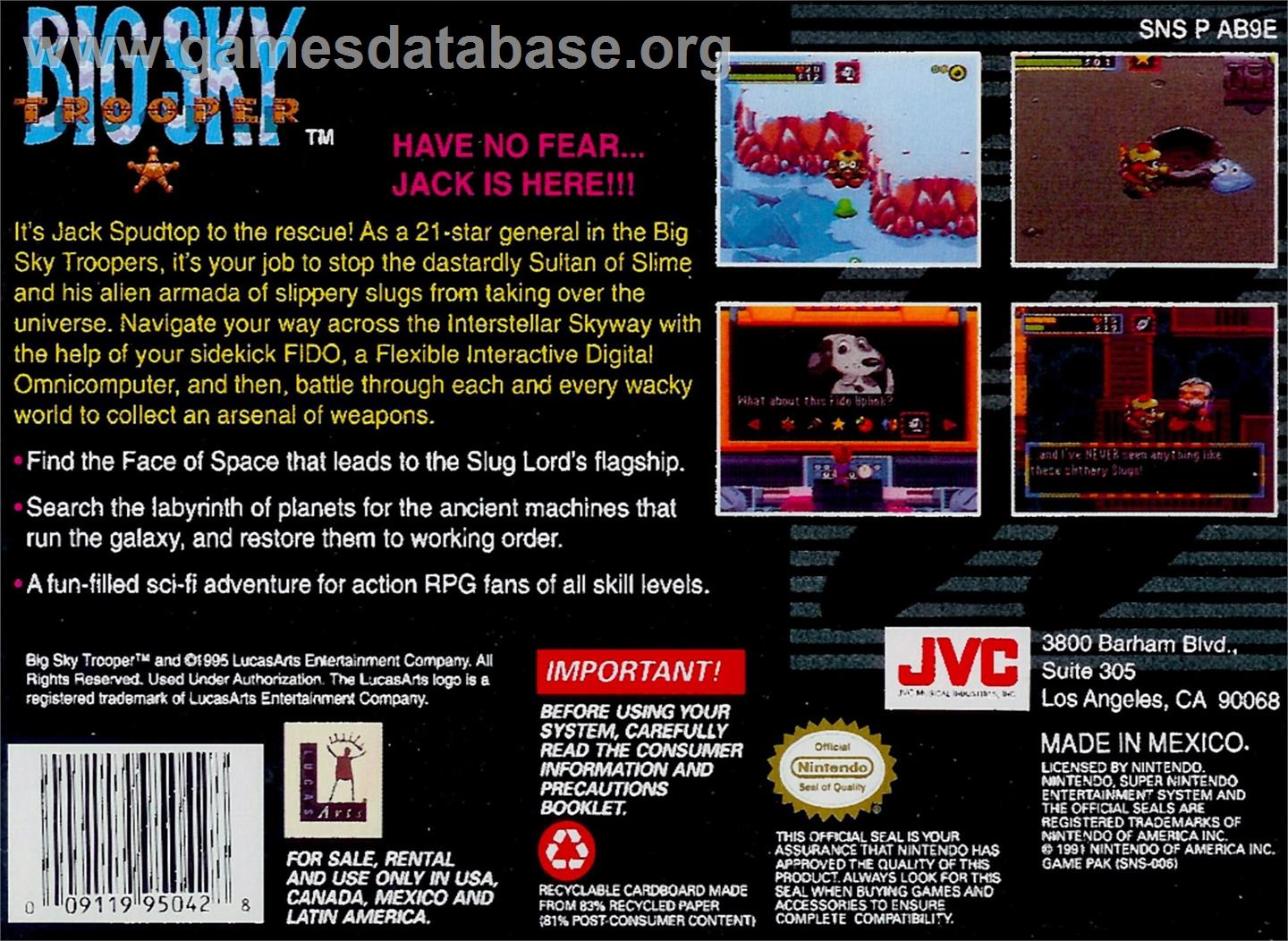 Big Sky Trooper - Nintendo SNES - Artwork - Box Back