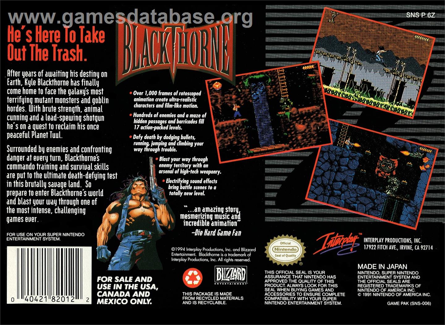 Blackhawk - Nintendo SNES - Artwork - Box Back