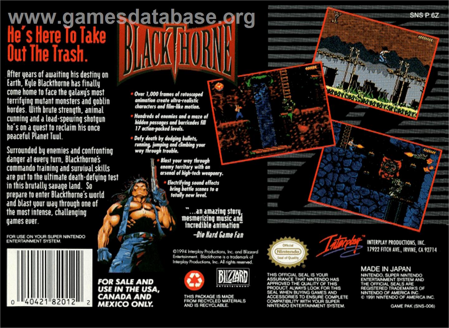 Blackthorne - Nintendo SNES - Artwork - Box Back