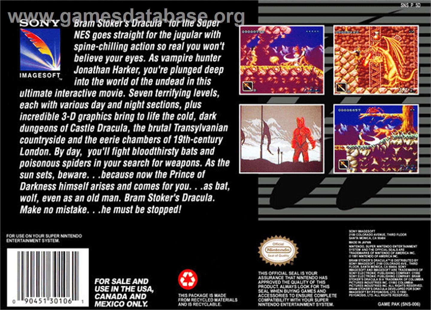 Bram Stoker's Dracula - Nintendo SNES - Artwork - Box Back