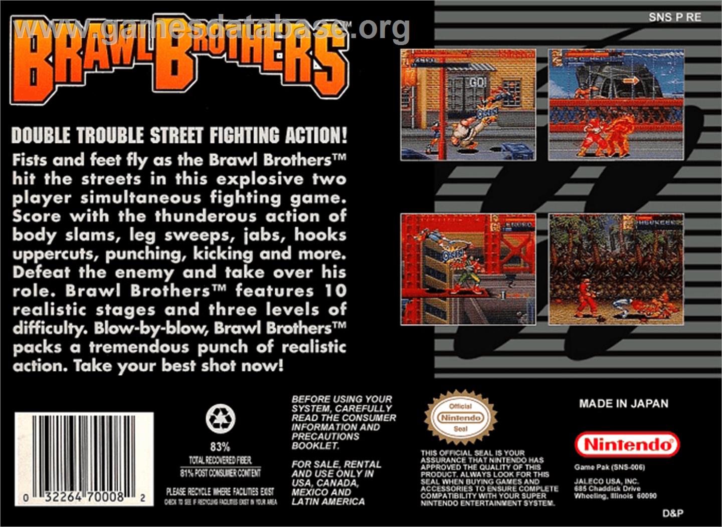 Brawl Brothers: Rival Turf! 2 - Nintendo SNES - Artwork - Box Back