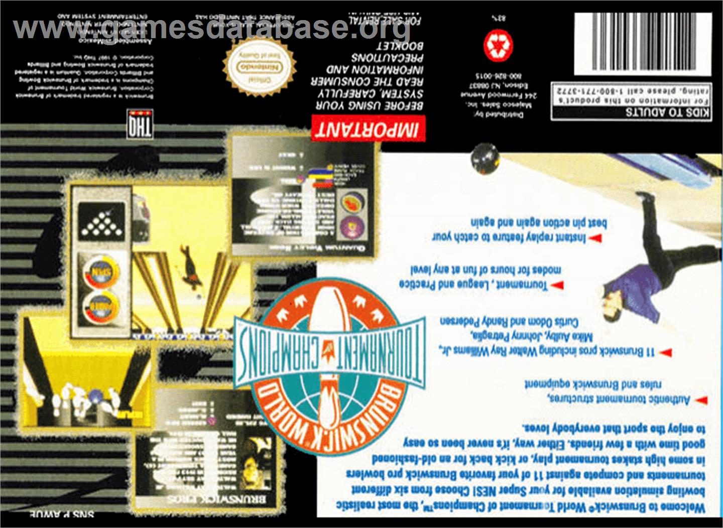Brunswick World Tournament of Champions - Nintendo SNES - Artwork - Box Back