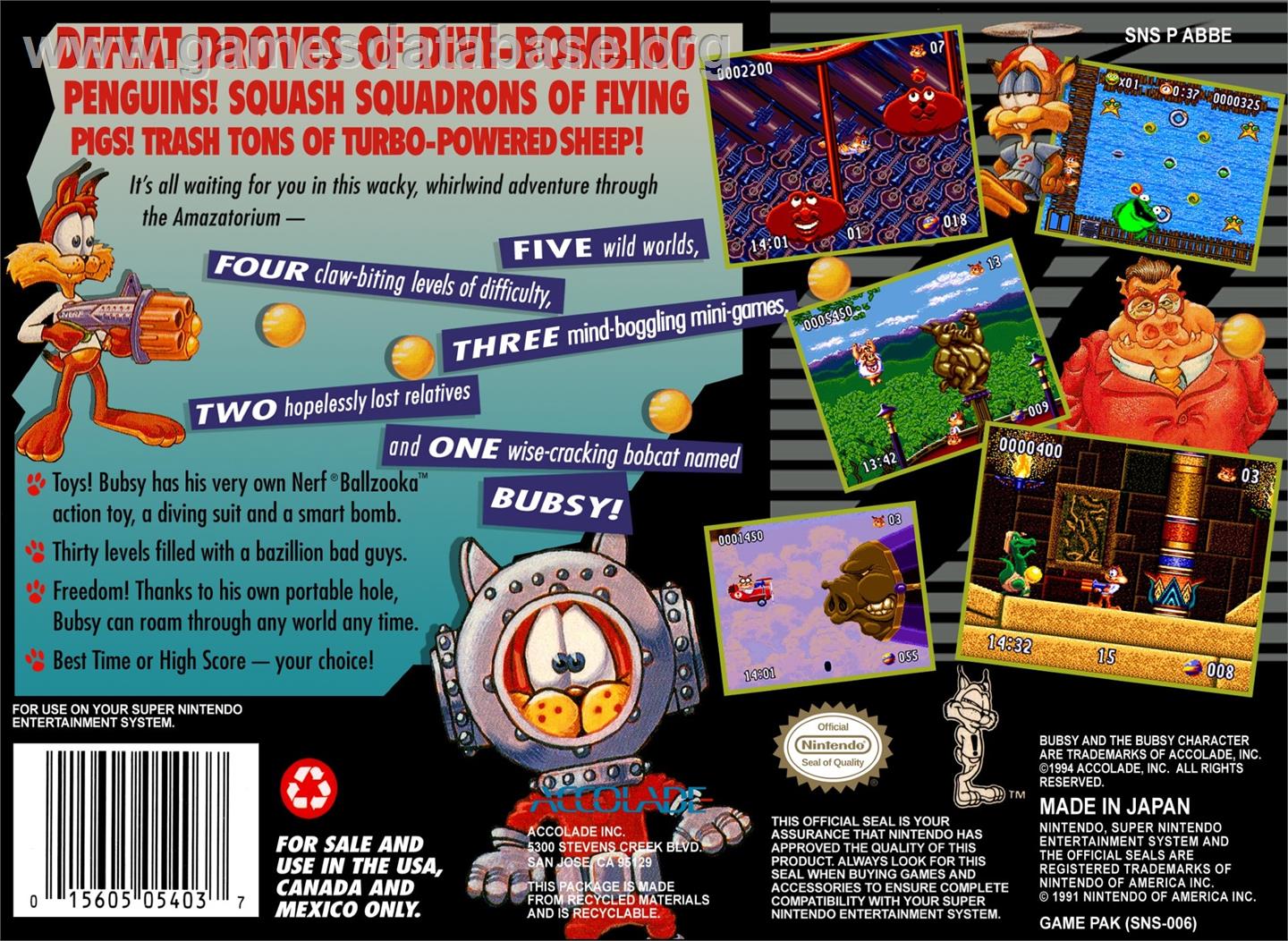 Bubsy 2 - Nintendo SNES - Artwork - Box Back