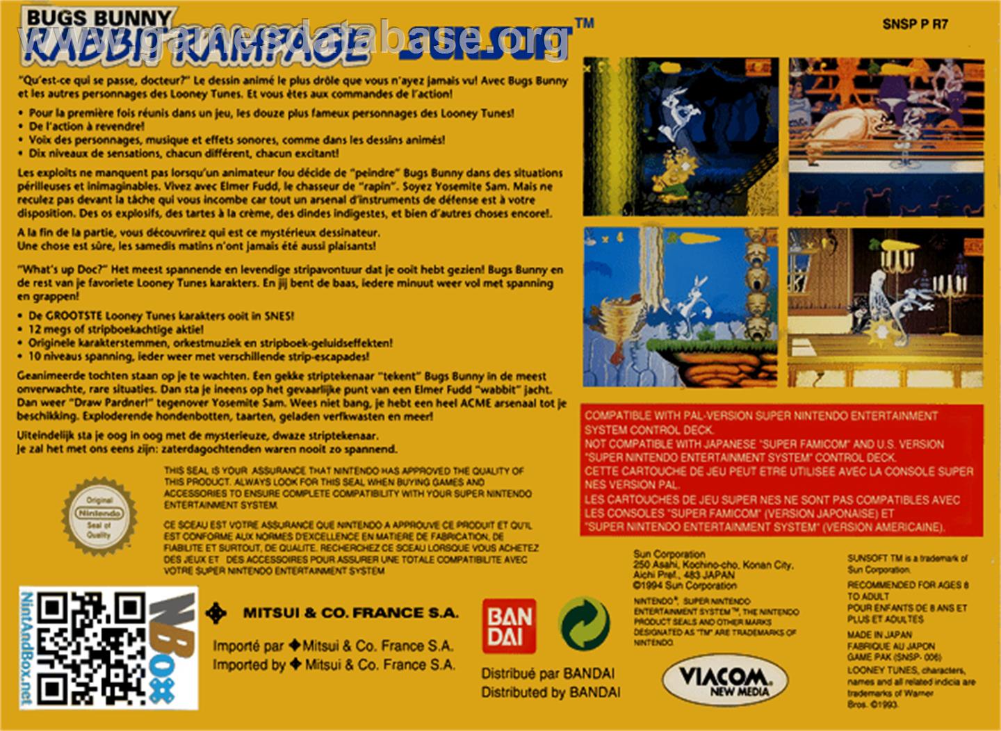 Bugs Bunny Rabbit Rampage - Nintendo SNES - Artwork - Box Back