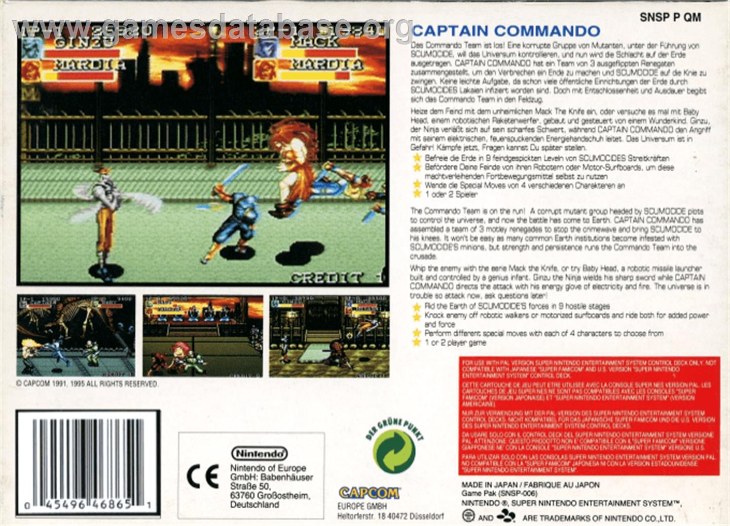 Captain Commando - Nintendo SNES - Artwork - Box Back