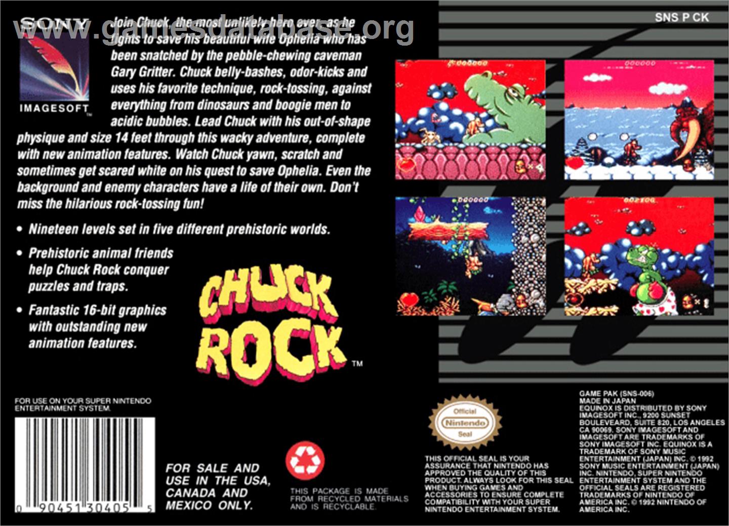 Chuck Rock - Nintendo SNES - Artwork - Box Back