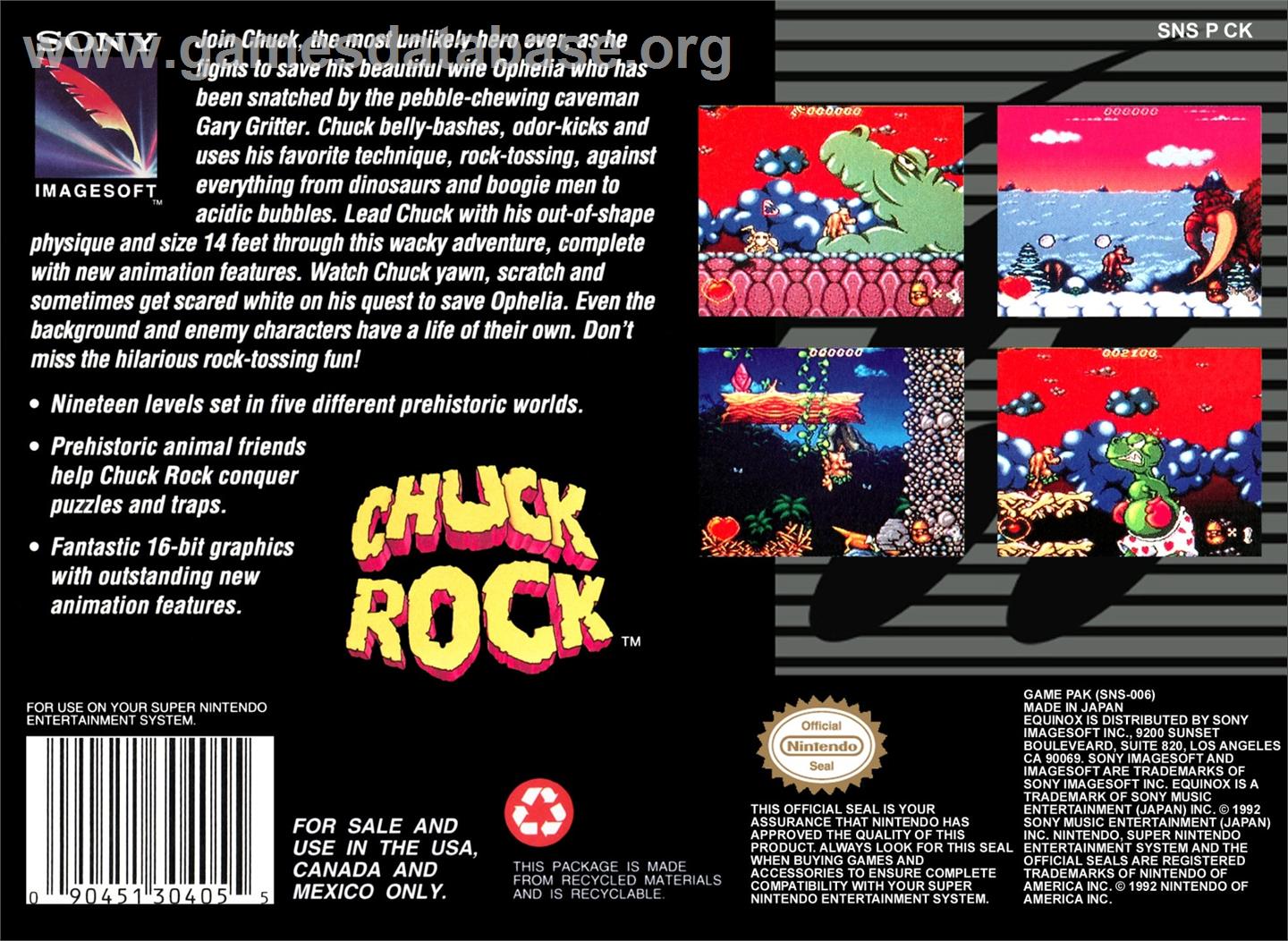 Chuck Rock - Nintendo SNES - Artwork - Box Back