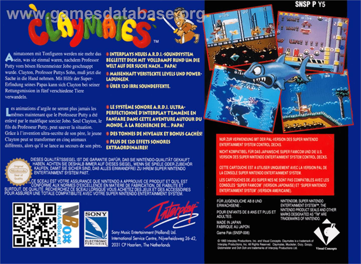 Claymates - Nintendo SNES - Artwork - Box Back