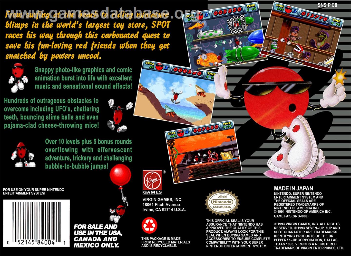 Cool Spot - Nintendo SNES - Artwork - Box Back