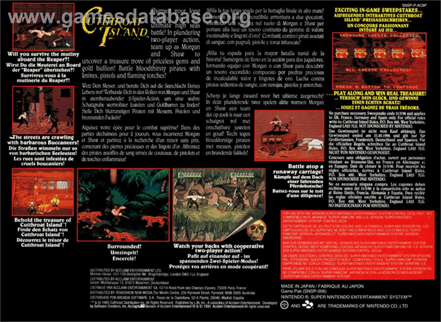 Cutthroat Island - Nintendo SNES - Artwork - Box Back