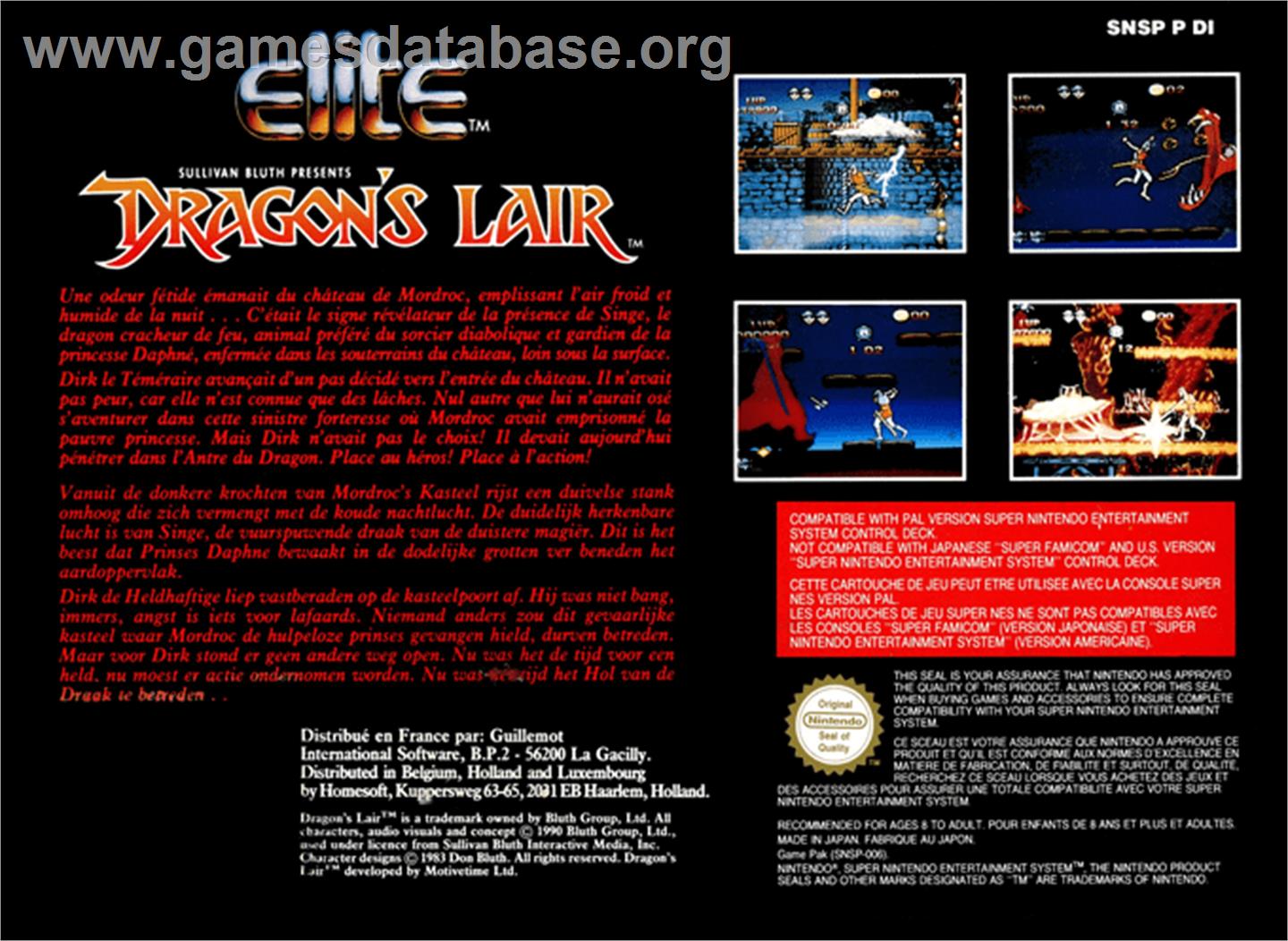 Dragon's Lair - Nintendo SNES - Artwork - Box Back