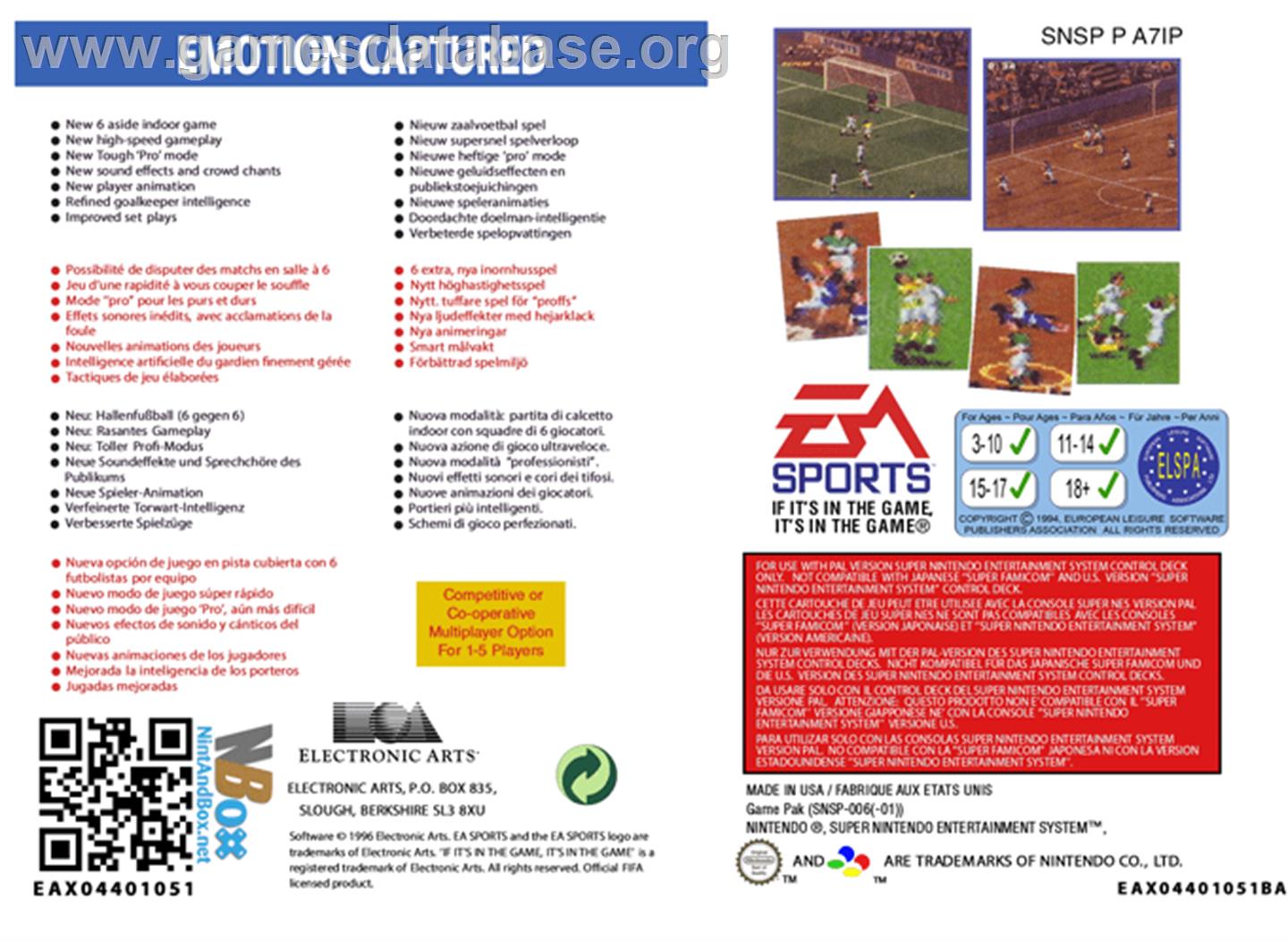 FIFA 97: Gold Edition - Nintendo SNES - Artwork - Box Back