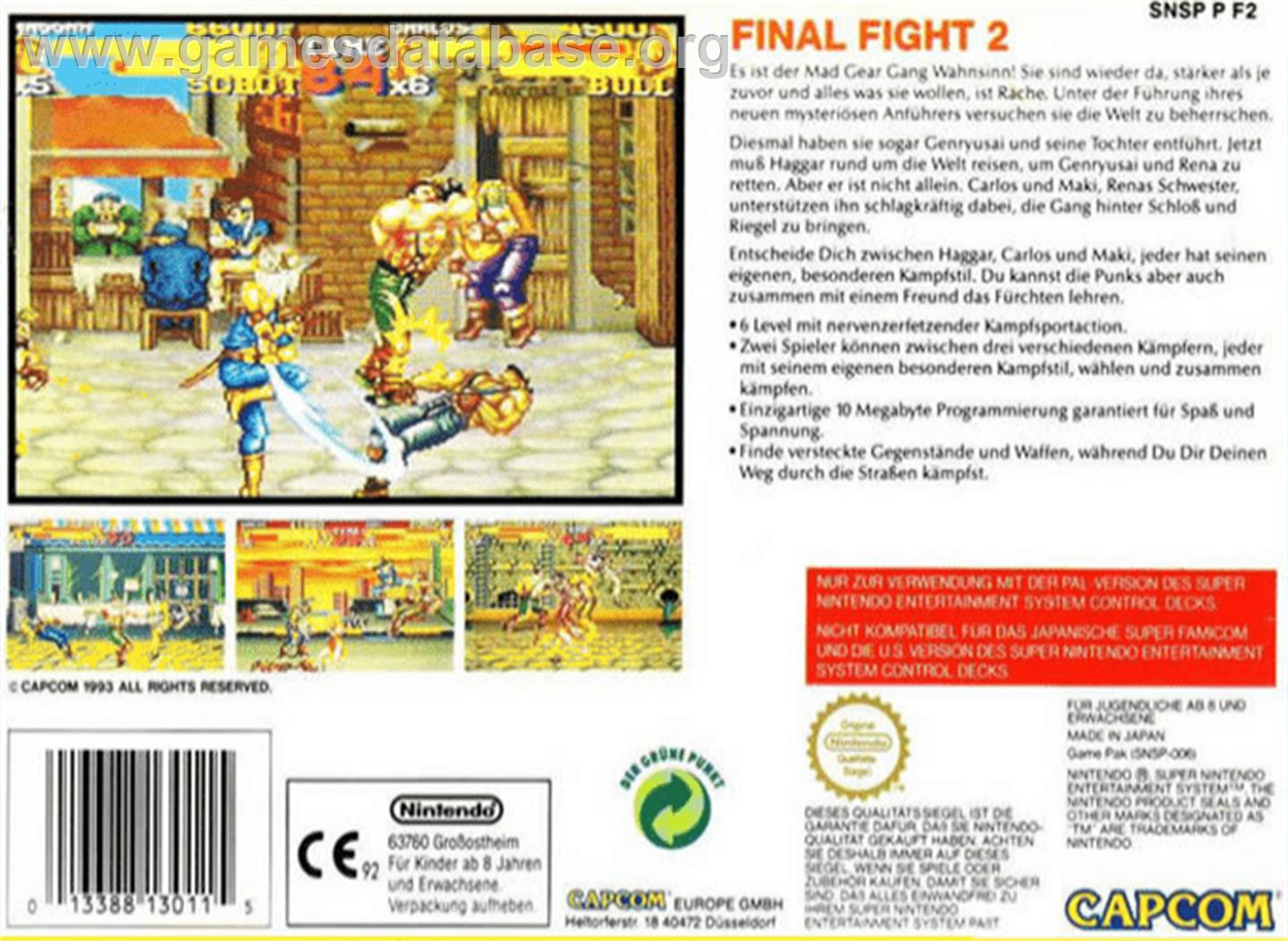Final Fight 2 - Nintendo SNES - Artwork - Box Back