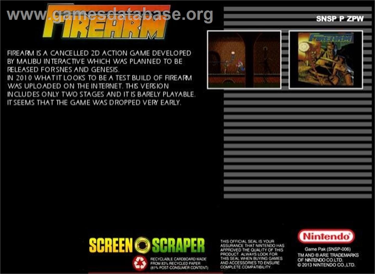 Firearm - Nintendo SNES - Artwork - Box Back