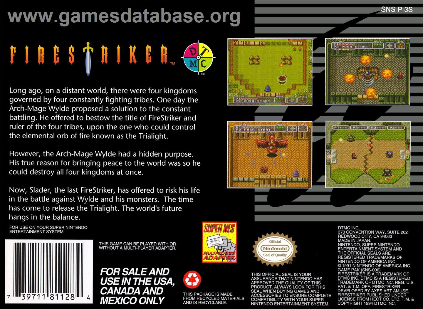 Firestriker - Nintendo SNES - Artwork - Box Back