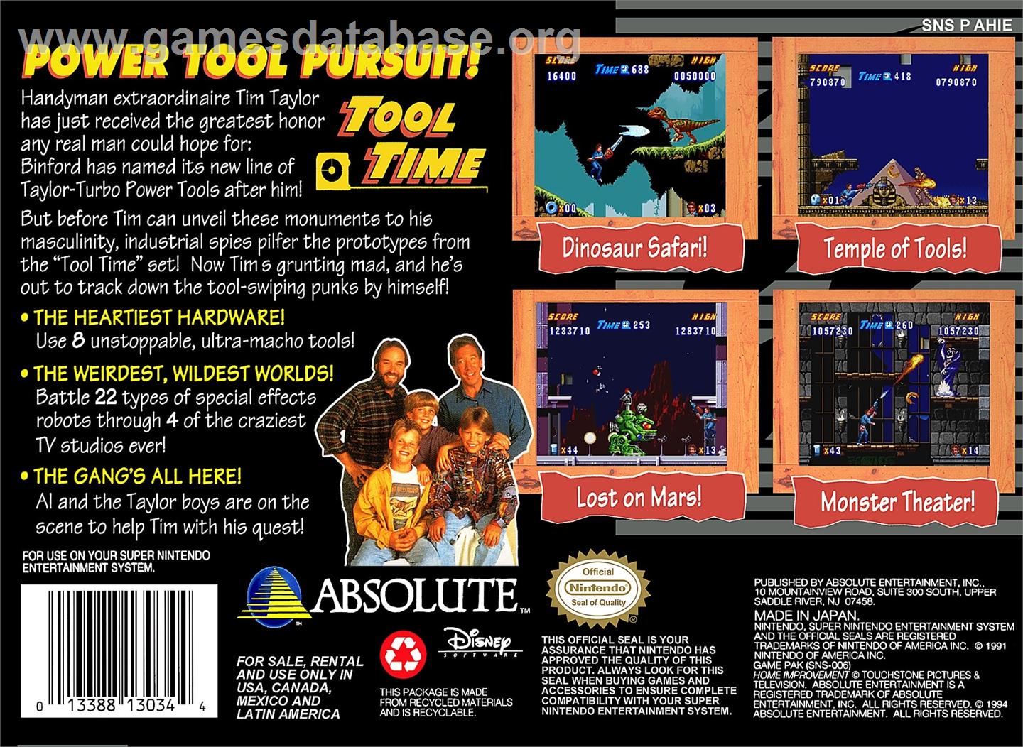 Home Improvement - Power Tool Pursuit - Nintendo SNES - Artwork - Box Back