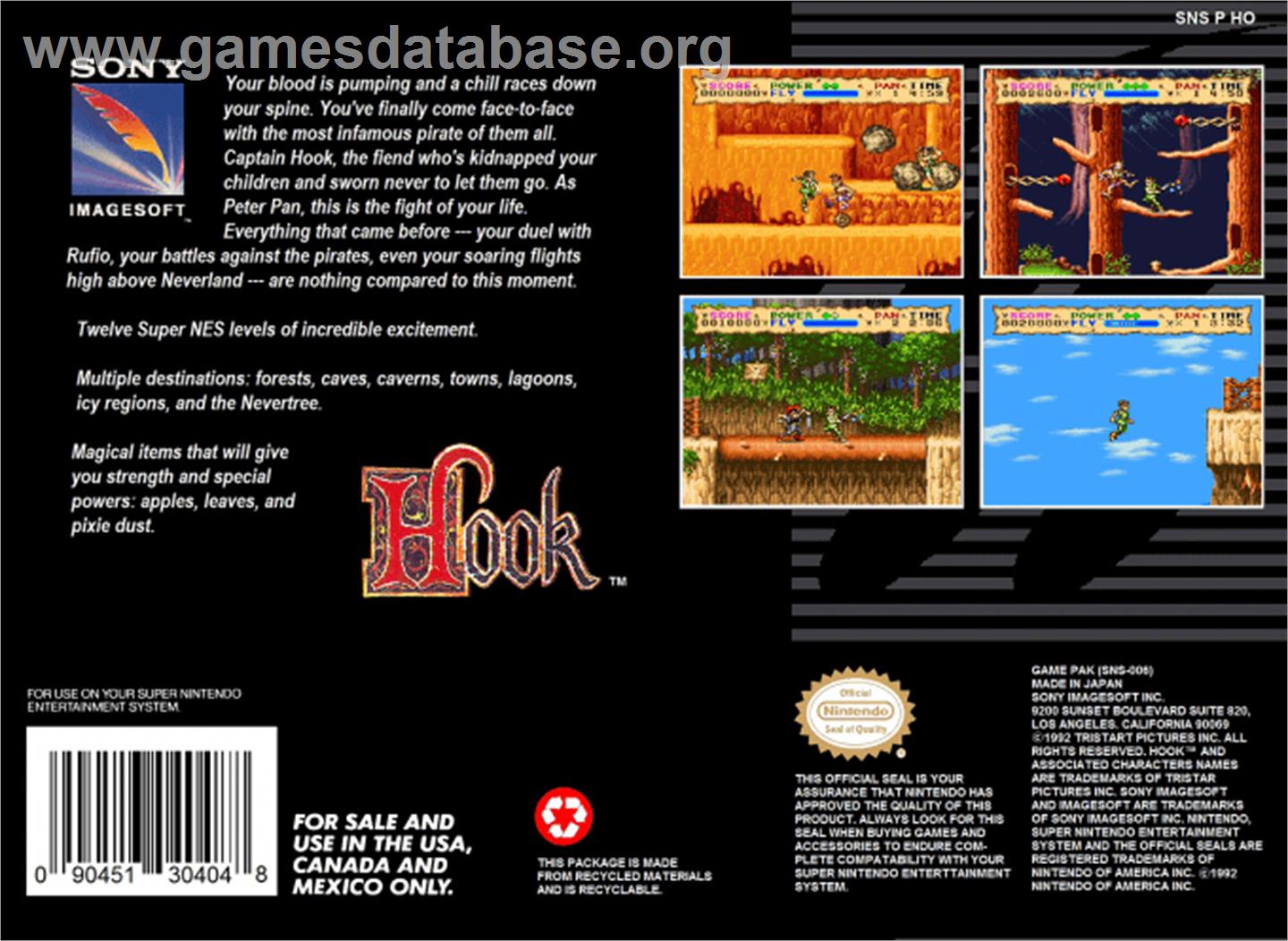 Hook - Nintendo SNES - Artwork - Box Back