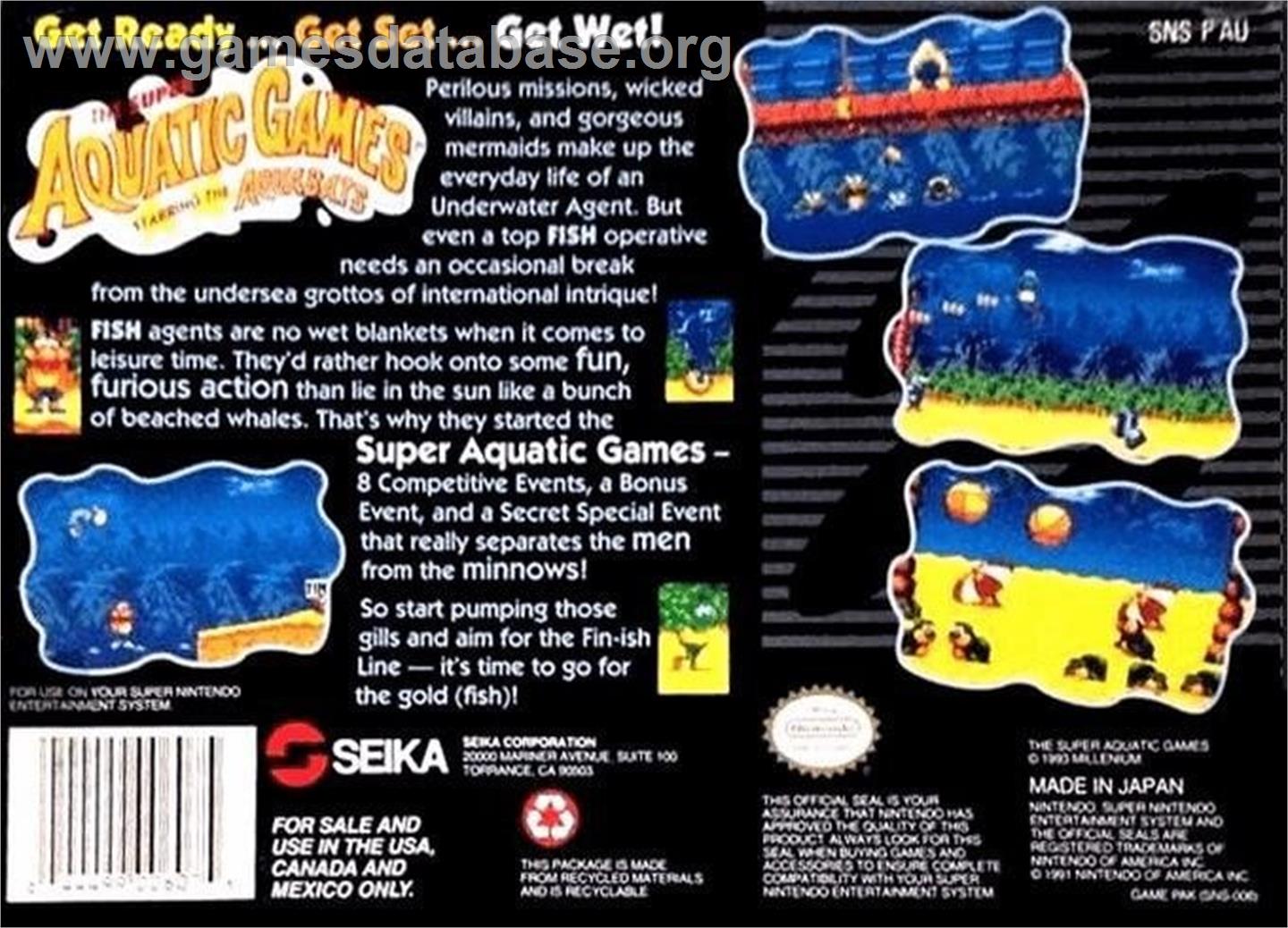James Pond's Crazy Sports - Nintendo SNES - Artwork - Box Back