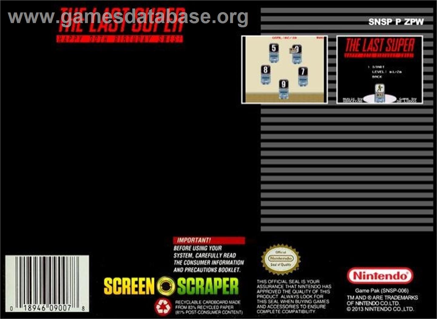 Last Super, The - Nintendo SNES - Artwork - Box Back