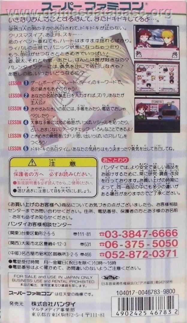 Marmalade Boy - Nintendo SNES - Artwork - Box Back
