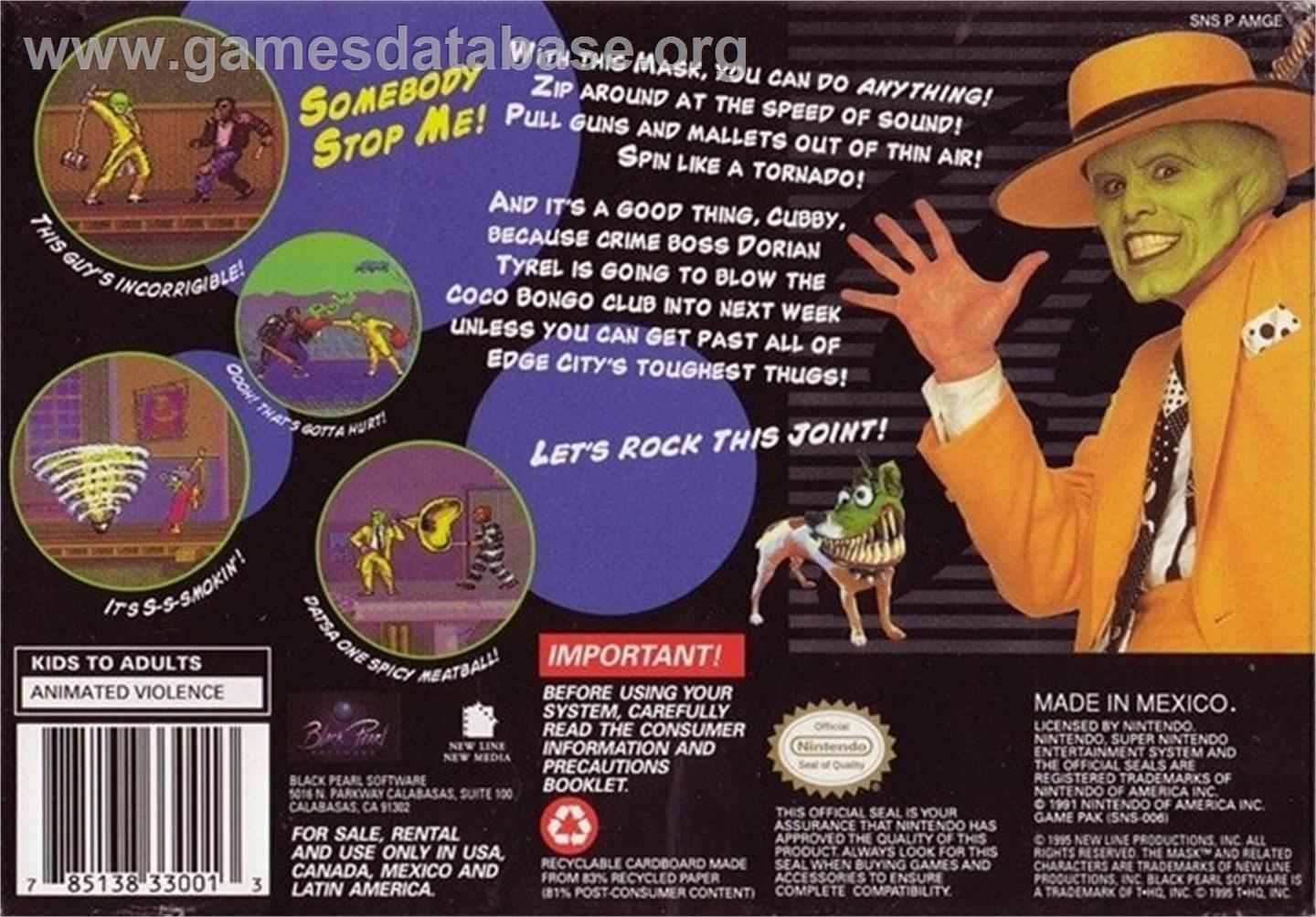 Mask, The - Nintendo SNES - Artwork - Box Back