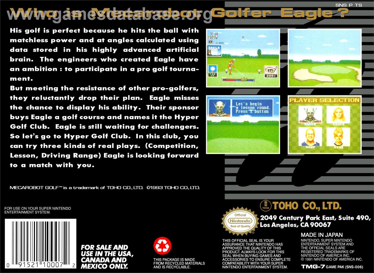 Mecarobot Golf - Nintendo SNES - Artwork - Box Back