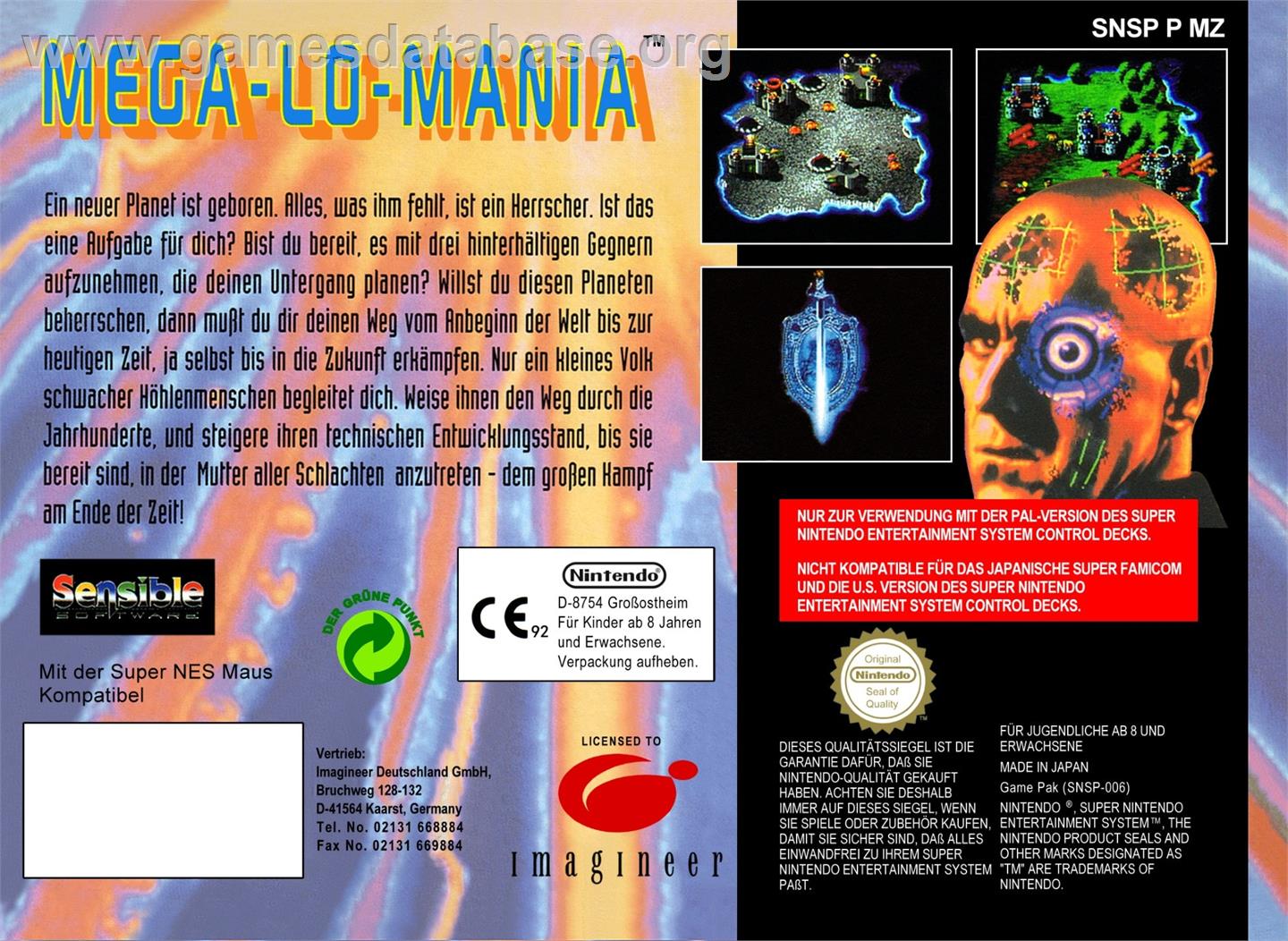 Megalomania - Nintendo SNES - Artwork - Box Back