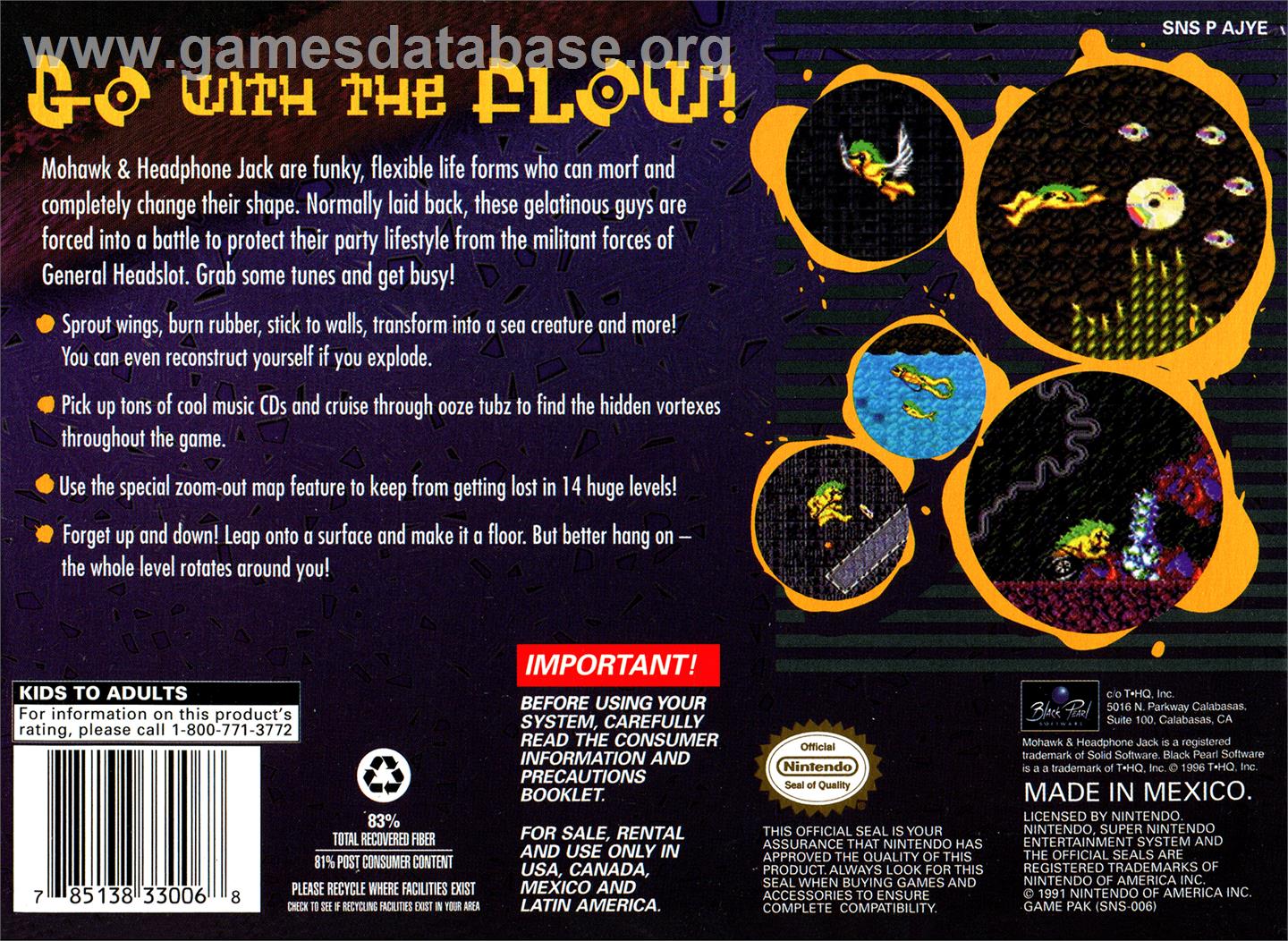 Mo Hawk & Headphone Jack - Nintendo SNES - Artwork - Box Back