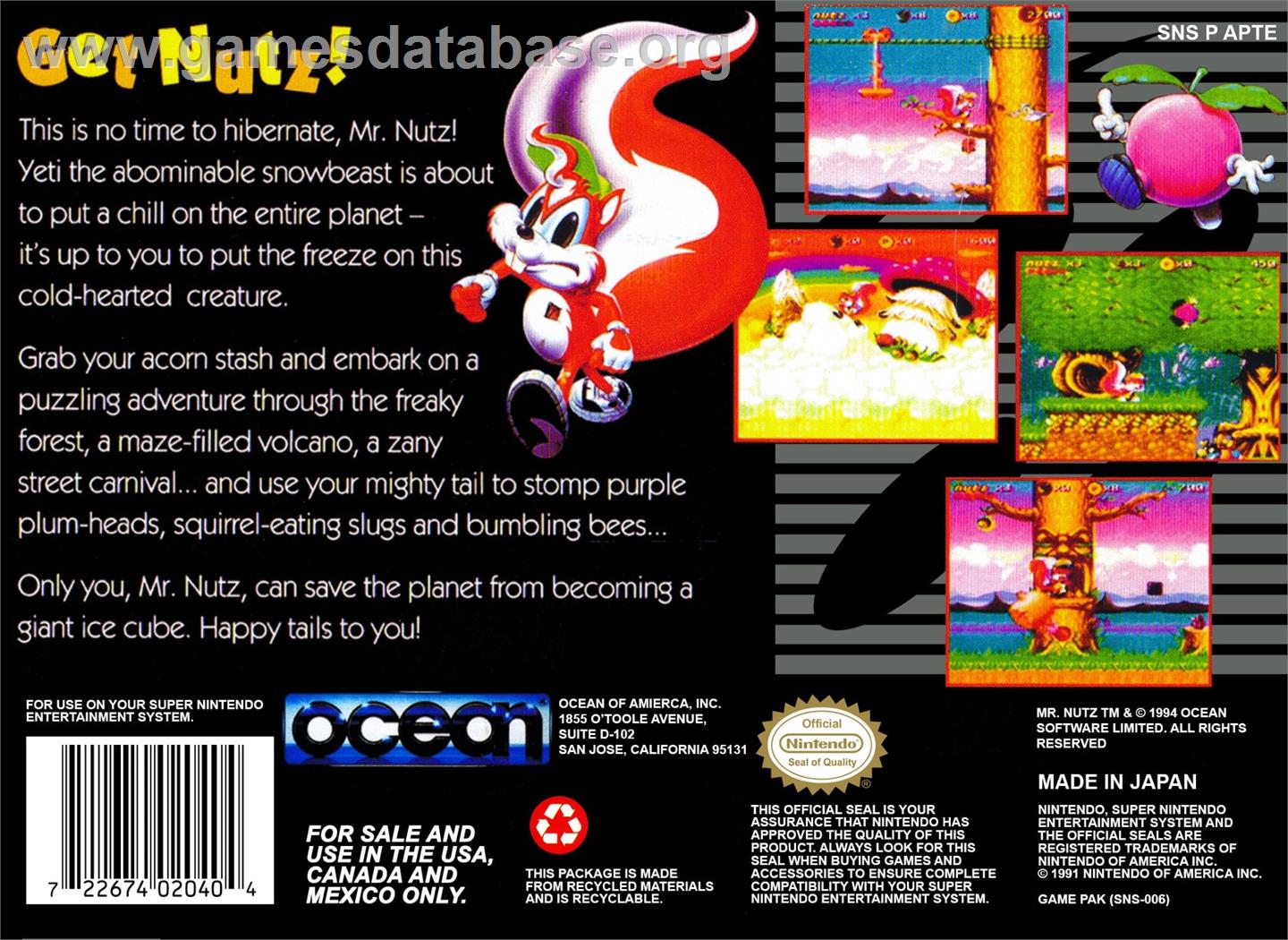 Mr. Nutz - Nintendo SNES - Artwork - Box Back