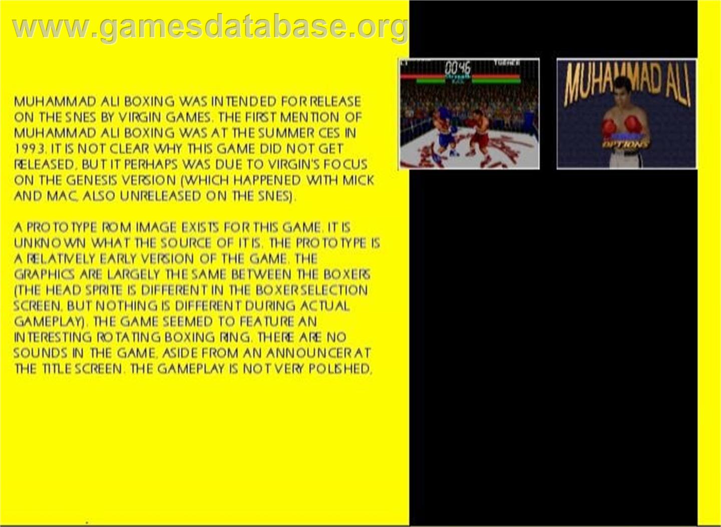 Muhammad Ali Heavyweight Boxing - Nintendo SNES - Artwork - Box Back