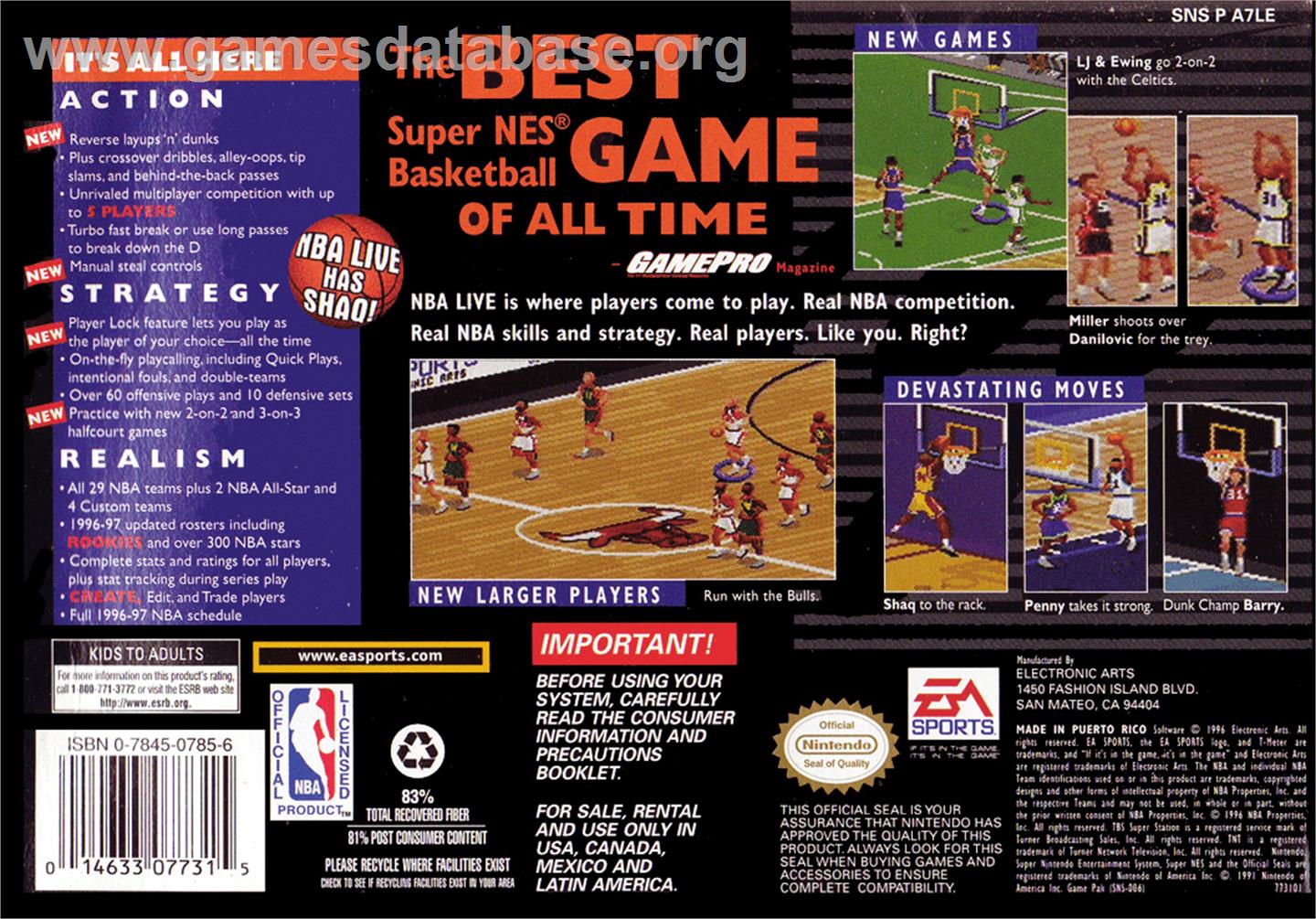 NBA Live '97 - Nintendo SNES - Artwork - Box Back